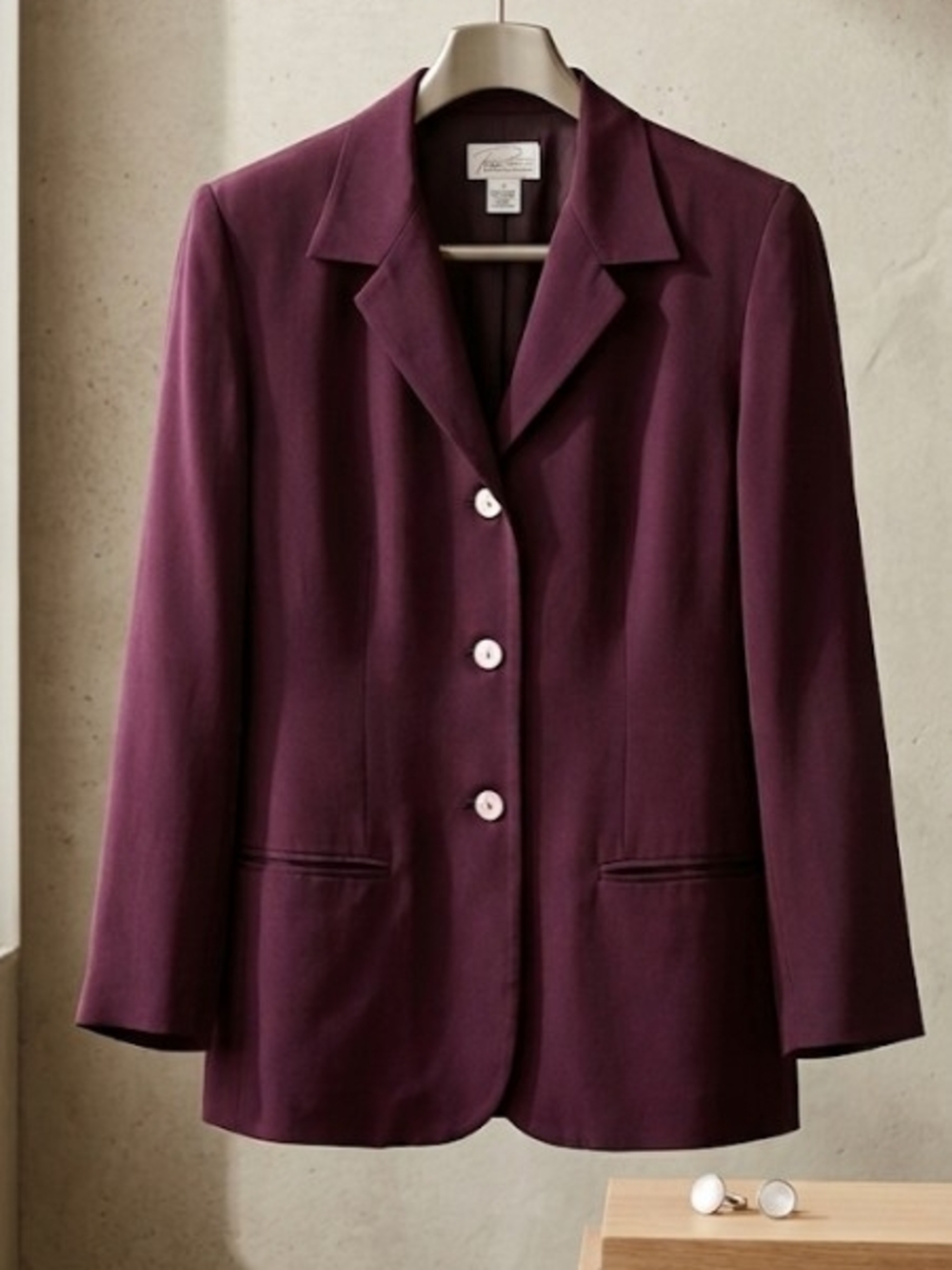 NWT VTG 90's 100% Silk Plum Single-Breasted Blazer Jacket (Sz 8) Quiet Luxury